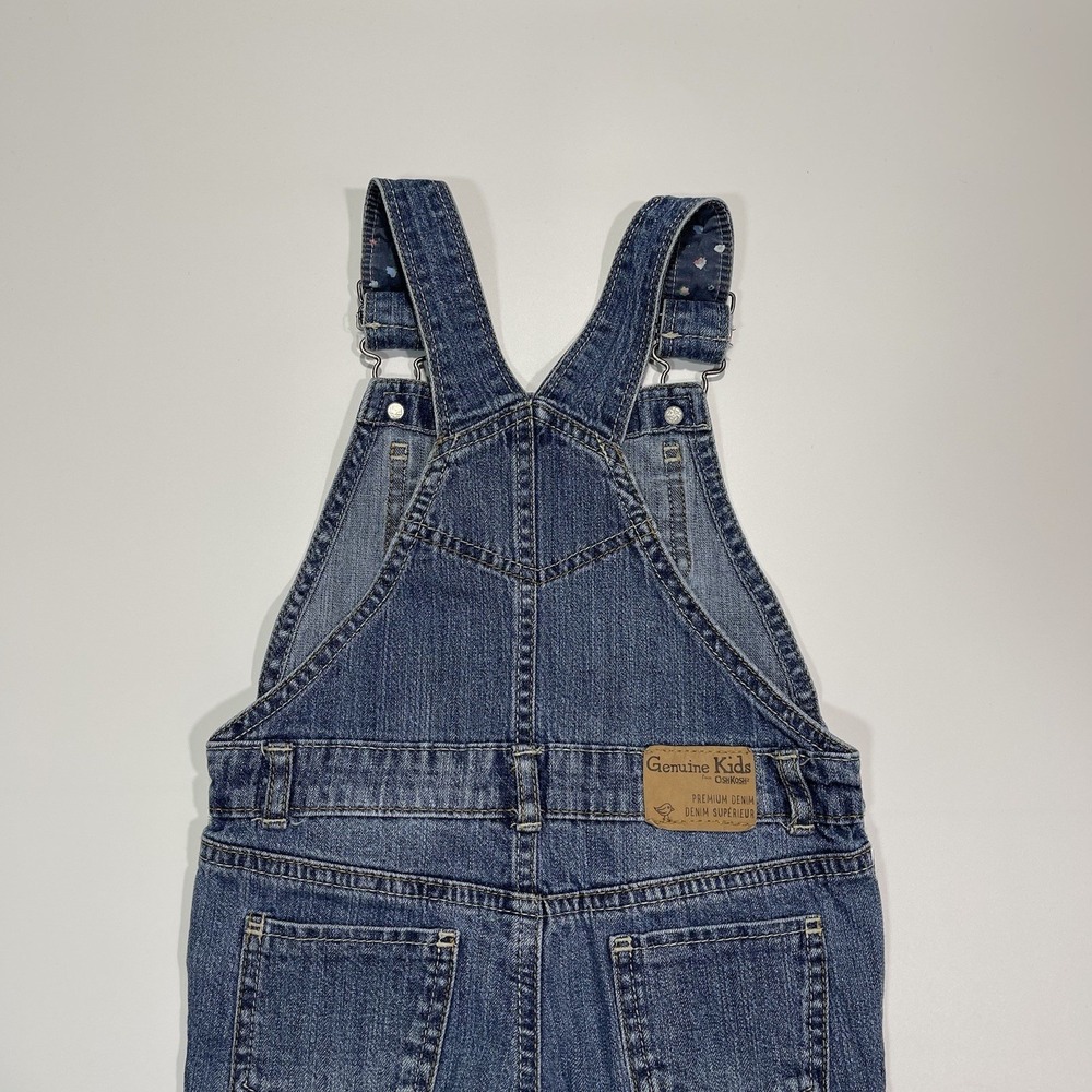 Vintage Oshkosh Genuine Kids Denim Bib Overalls Size 3T Premium Denim - Picture 4 of 11